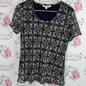 Ingenuity tshirt top blouse Patterned Women's Top in Black and Purple